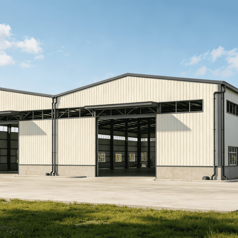 Oficina de estrutura de aço pré-fabricada integrada de vão duplo direto da fábrica