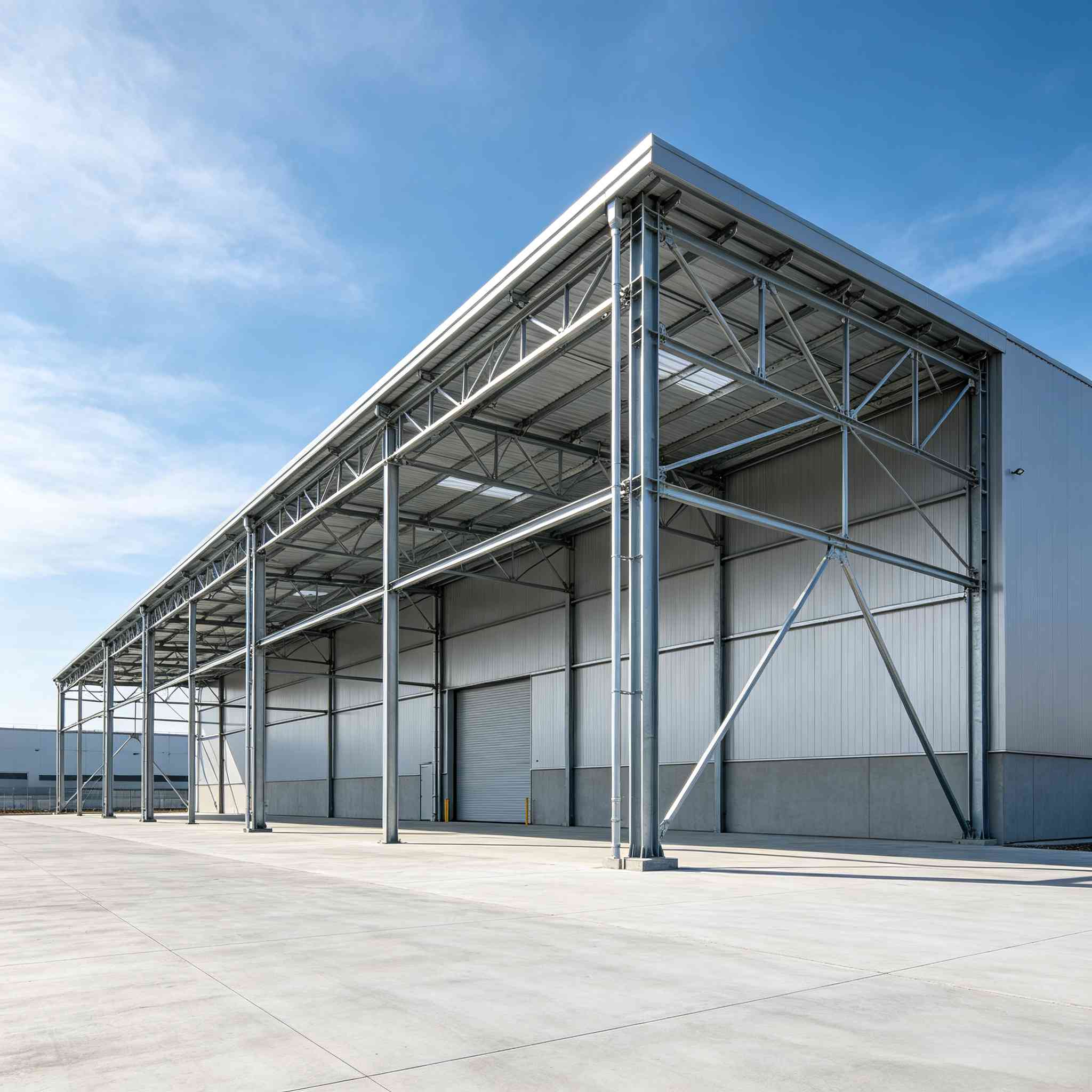 Oficina interior espaçosa da fábrica do armazém de aço da casa pré-fabricada do período claro largo